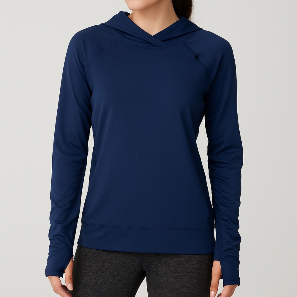 NWT Performance Hoodie S Ruched Sleeve Thumbholes Athleisure Streetwear Casual - Picture 1 of 12
